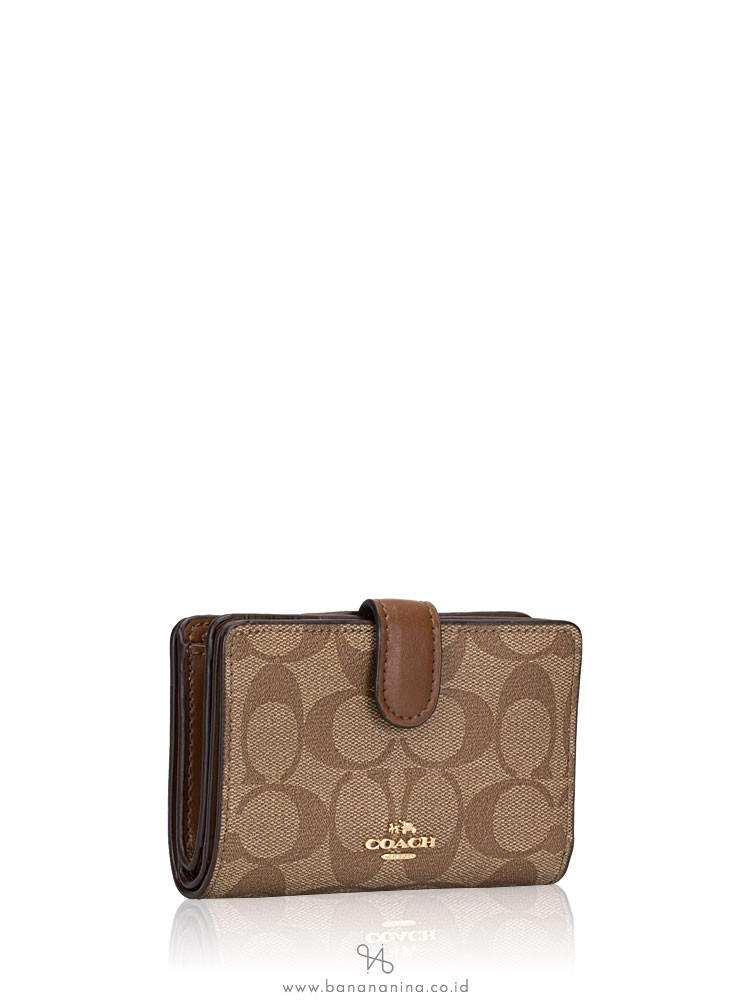COACH 23553 Signature Medium Wallet Khaki Saddle