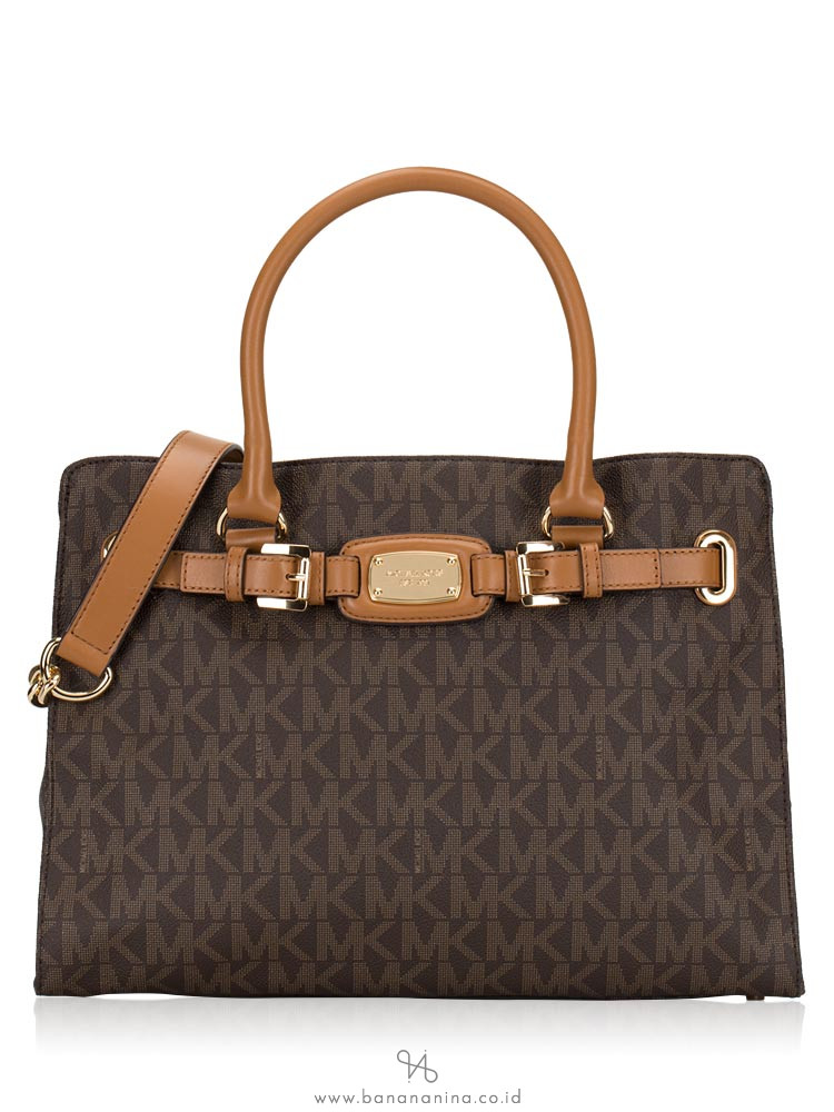 MICHAEL KORS Hamilton Monogram Large East West Tote Brown Acorn