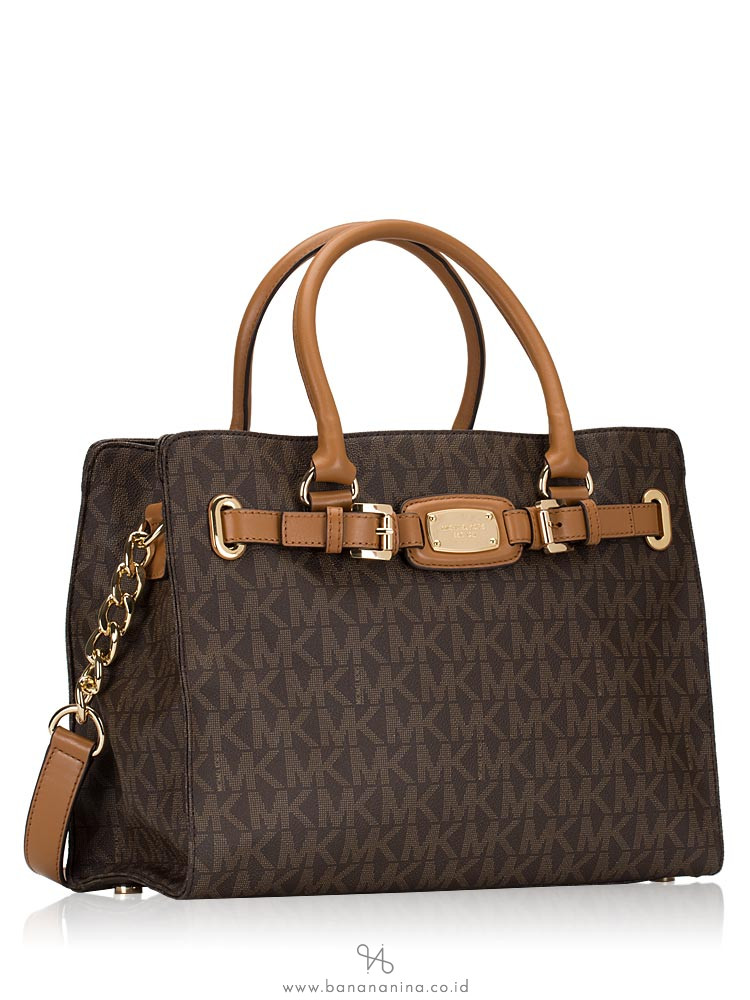MICHAEL KORS Hamilton Monogram Large East West Tote Brown Acorn