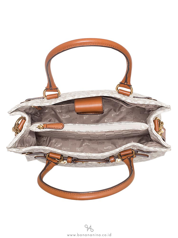 MICHAEL KORS Hamilton Monogram Large North South Tote Vanilla