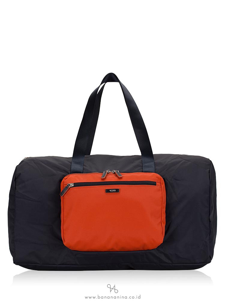 TUMI Men Packable Duffle Zip Travel Navy Orange