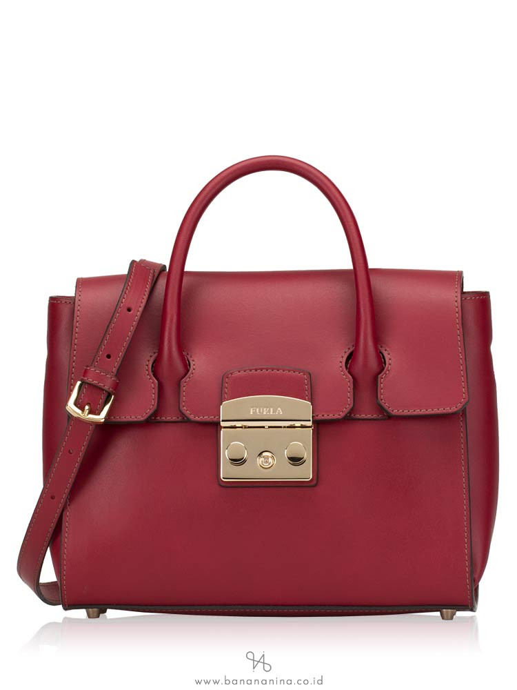 FURLA Metropolis Soft Leather Small Top Handle Satchel Ciliegia
