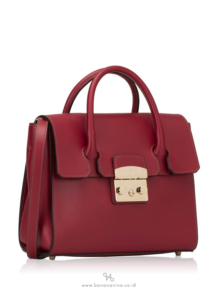 FURLA Metropolis Soft Leather Small Top Handle Satchel Ciliegia