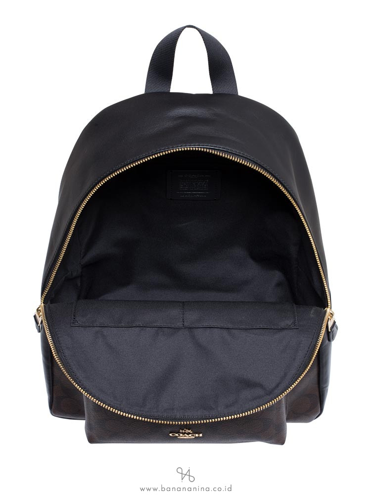 COACH 58314 Signature Charlie Backpack Brown Black