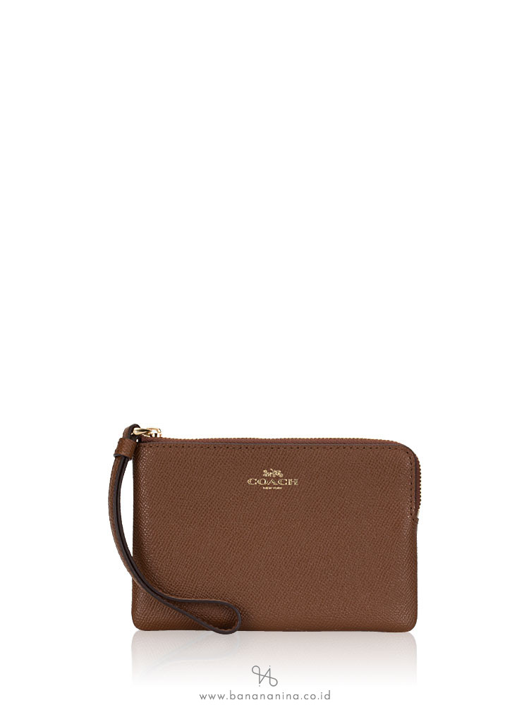 COACH 58032 Crossgrain Leather Small Wristlet Saddle