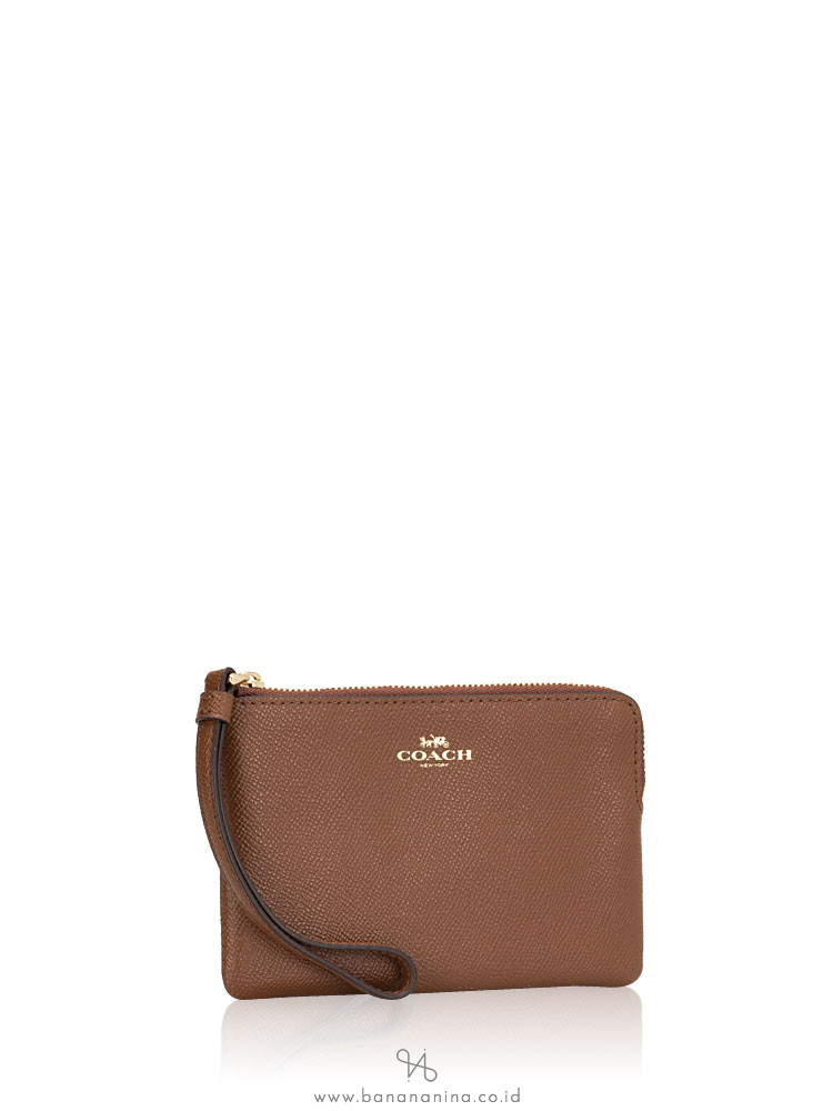 COACH 58032 Crossgrain Leather Small Wristlet Saddle