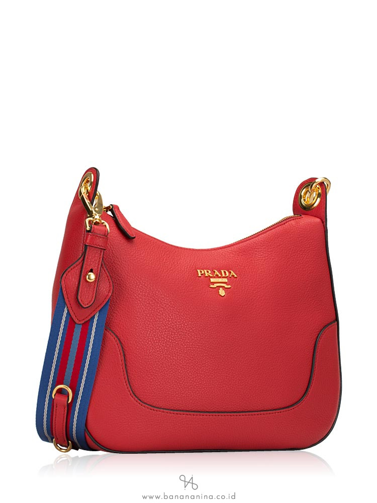 PRADA 1BC052 Vitello Daino Shoulder Bag Rosso