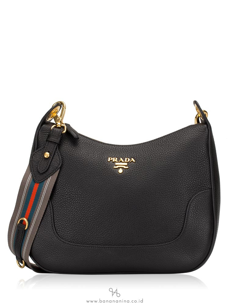 PRADA 1BC052 Vitello Daino Shoulder Bag Nero