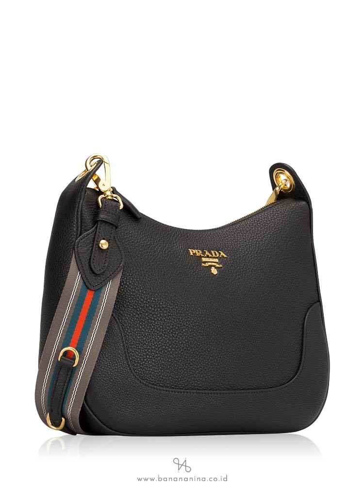 PRADA 1BC052 Vitello Daino Shoulder Bag Nero