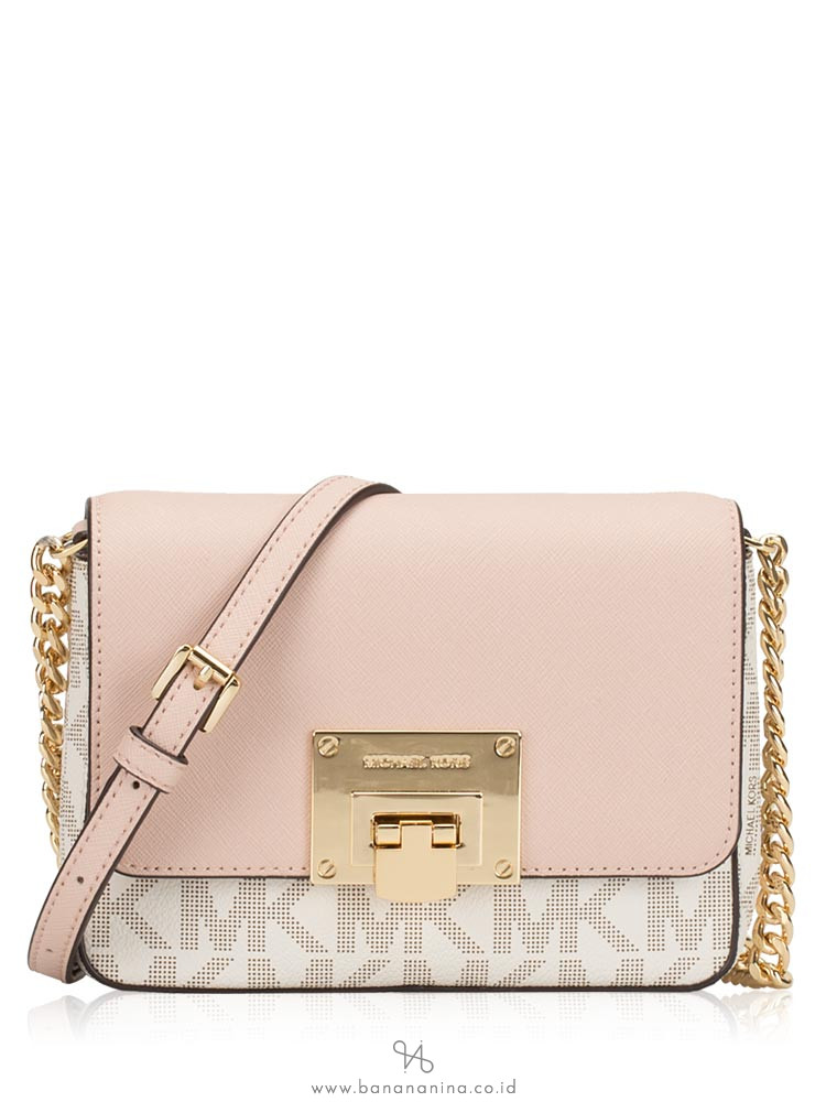 MICHAEL KORS Tina Monogram Small Crossbody Vanilla Ballet