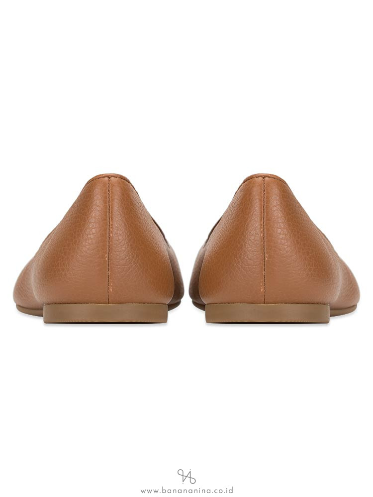 TORY BURCH Claire Tumbled Leather Flats Royal Tan Sz 8