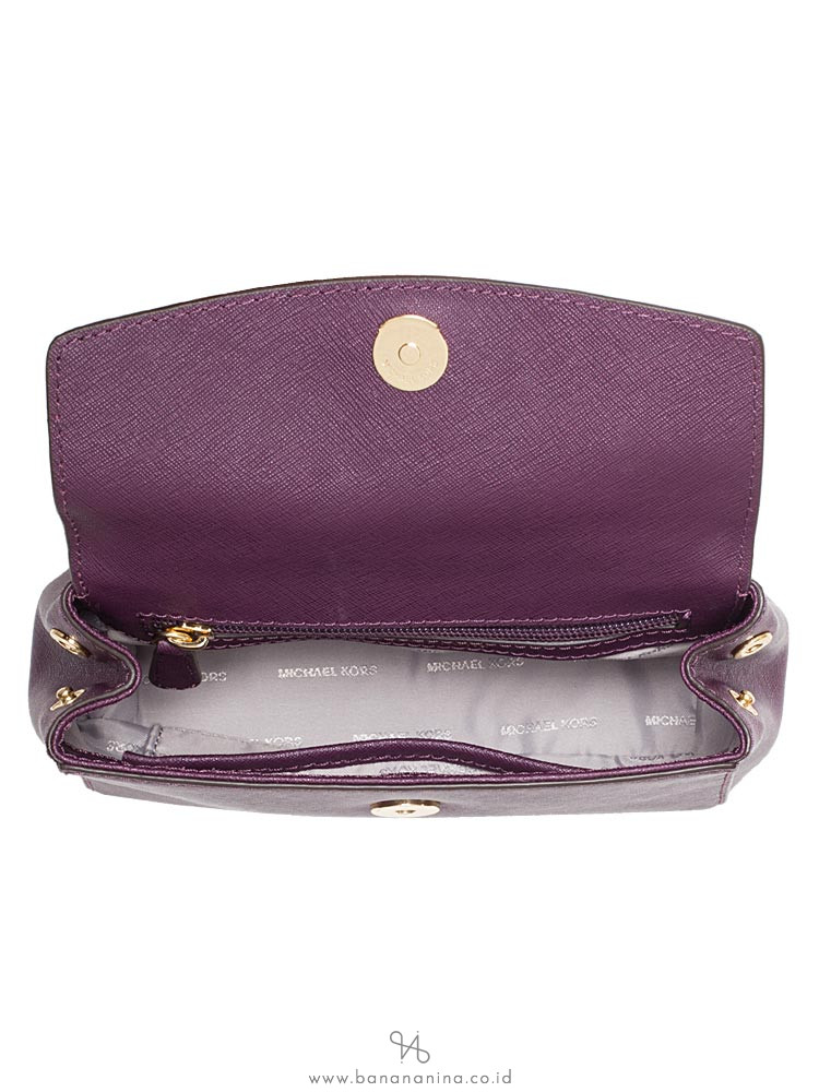 MICHAEL KORS Ava Extra Small Leather Crossbody Damson