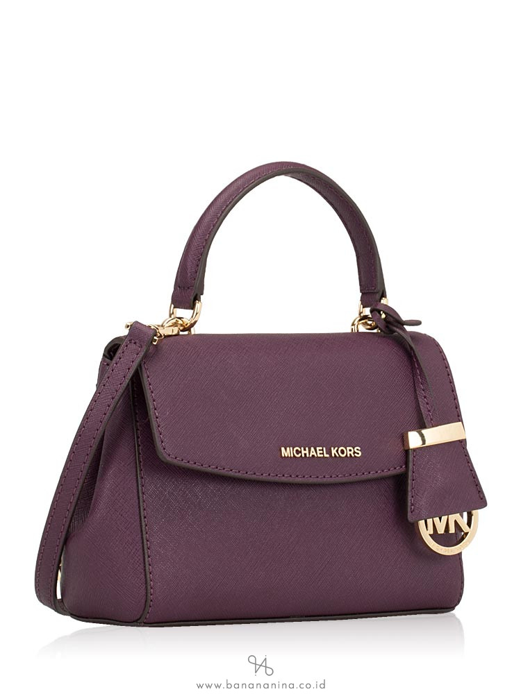 MICHAEL KORS Ava Extra Small Leather Crossbody Damson