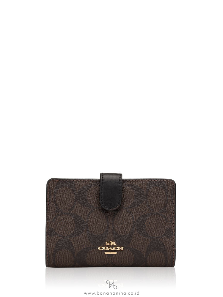 COACH 23553 Signature Medium Wallet Brown Black