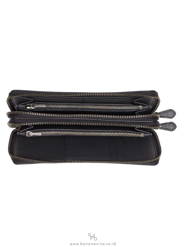 COACH 23334 Crossgrain Double Zip Travel Wallet Black