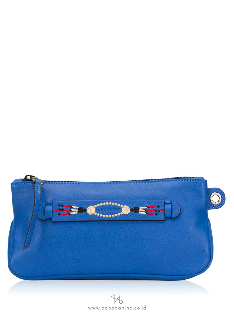 LONGCHAMP 3D Massai Leather Clutch Blue