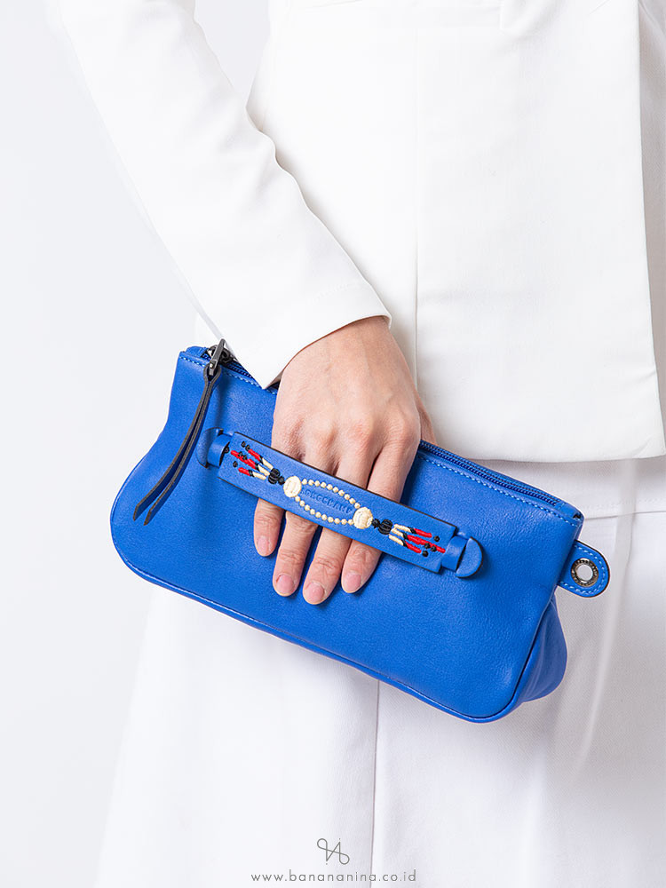 LONGCHAMP 3D Massai Leather Clutch Blue