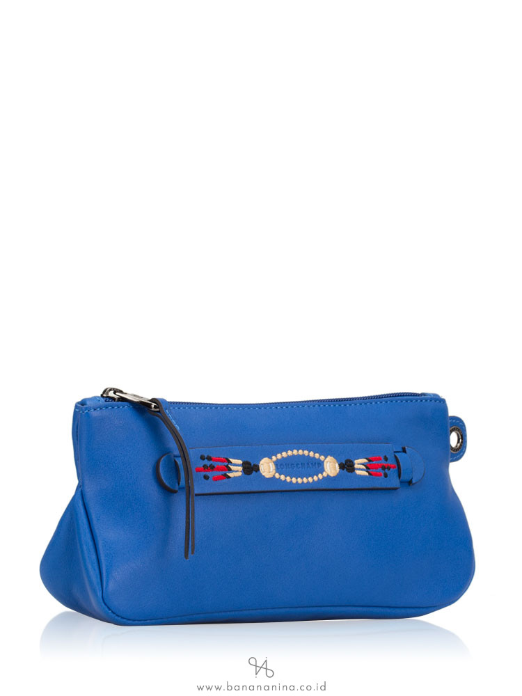 LONGCHAMP 3D Massai Leather Clutch Blue