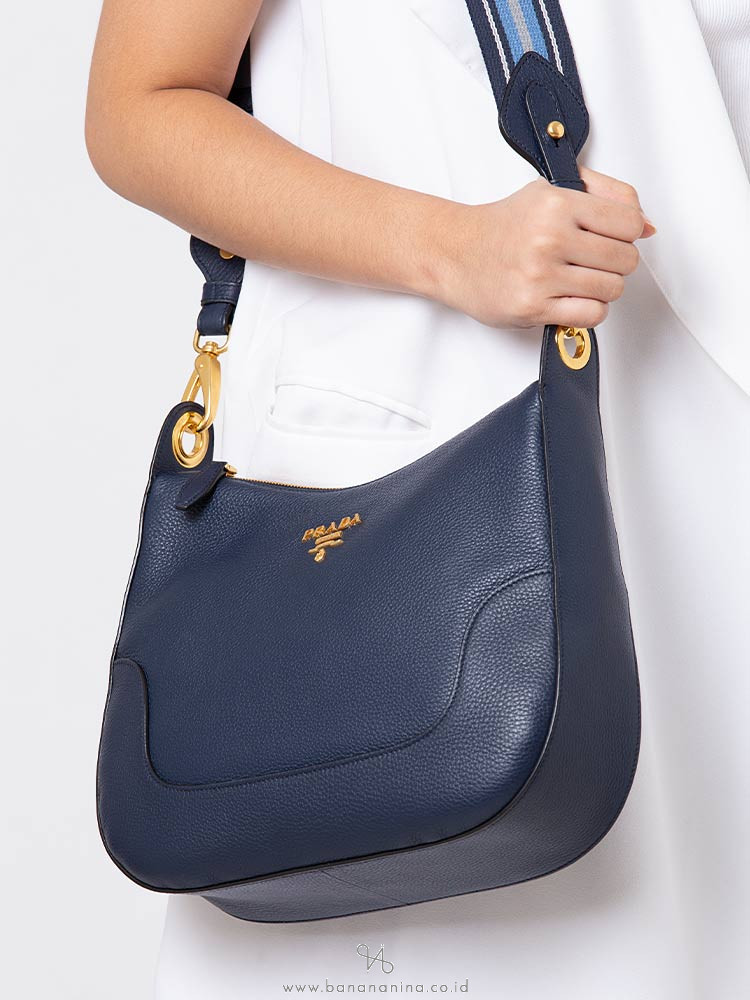 PRADA 1BC052 Vitello Daino Shoulder Bag Baltico