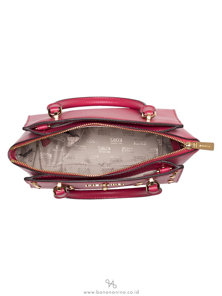 MICHAEL KORS Ellis Stud Saffiano Small Satchel Lipstick