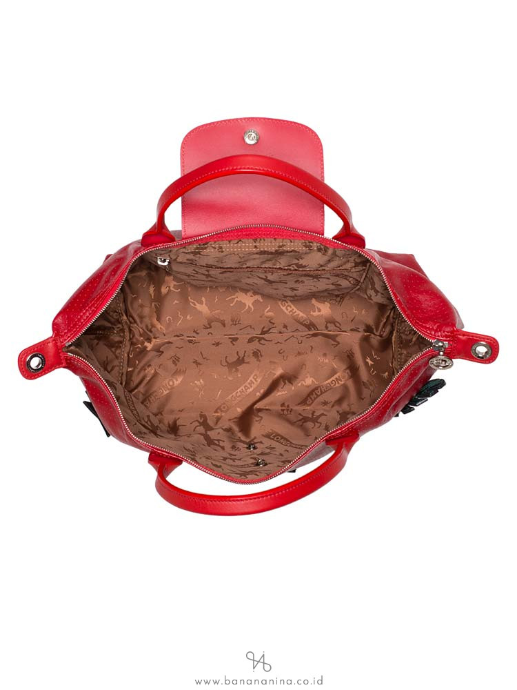 LONGCHAMP Le Pliage Cuir Patches Medium SH Red