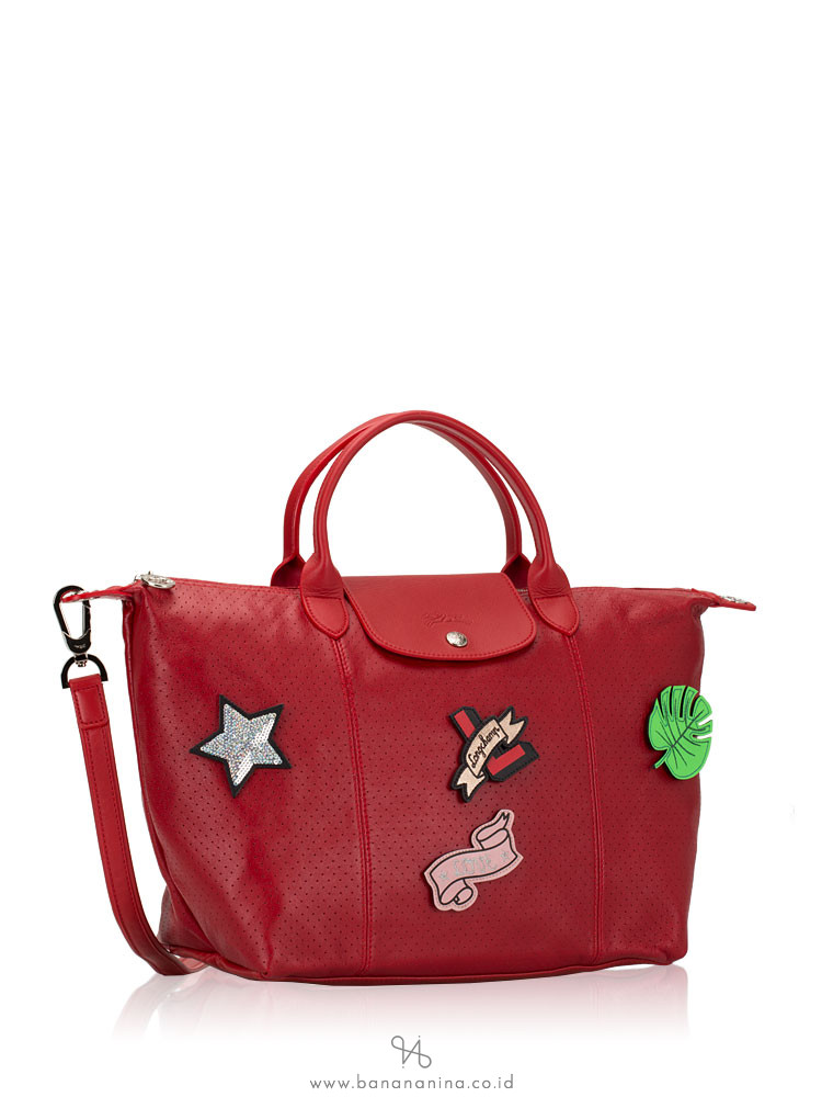 LONGCHAMP Le Pliage Cuir Patches Medium SH Red