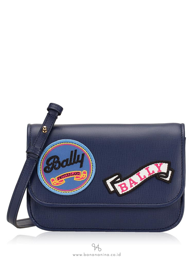 BALLY Leather Patches Small Crossbody Navy