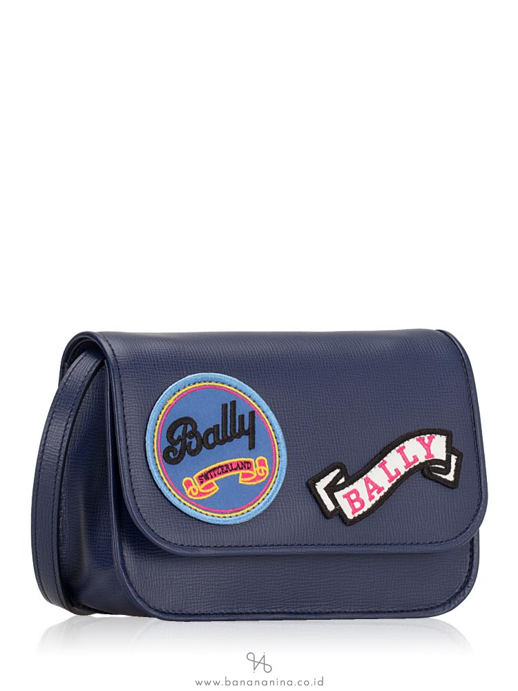 BALLY Leather Patches Small Crossbody Navy