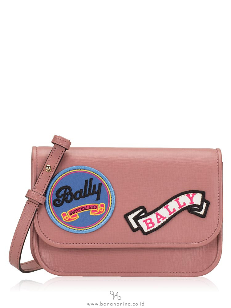 BALLY Leather Patches Small Crossbody Pink