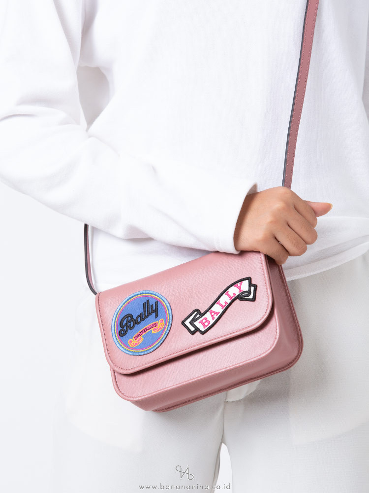 BALLY Leather Patches Small Crossbody Pink