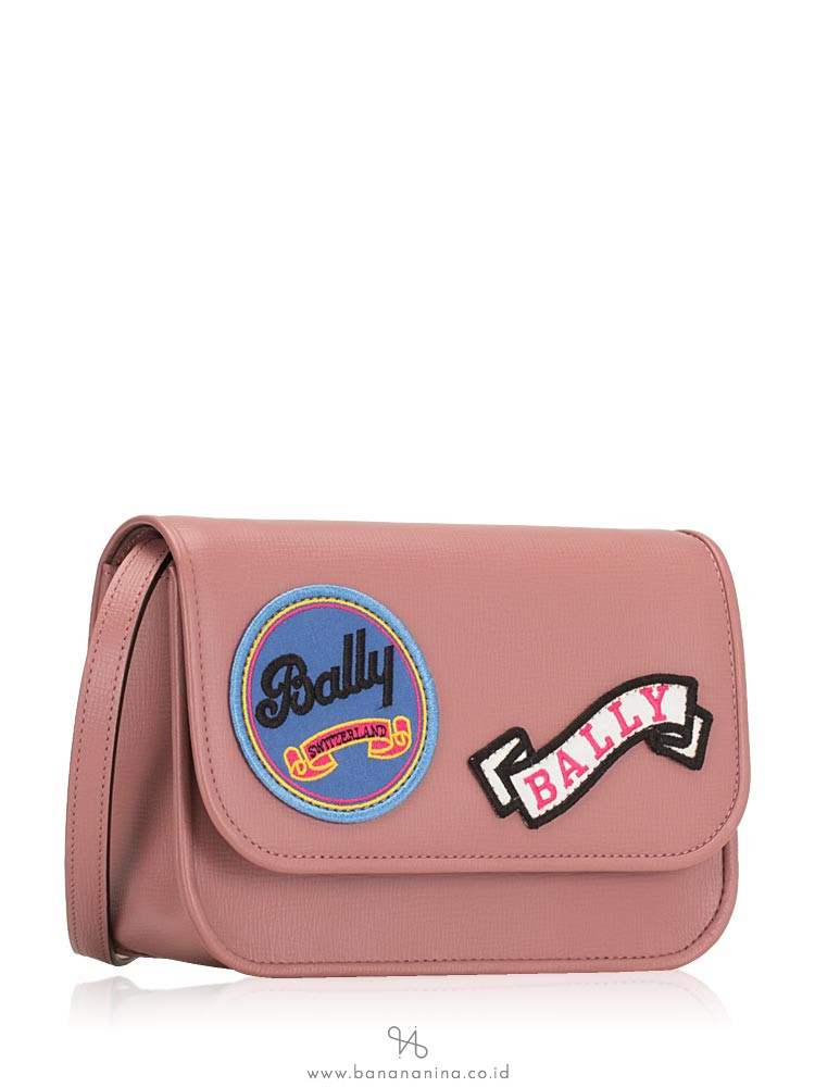 BALLY Leather Patches Small Crossbody Pink