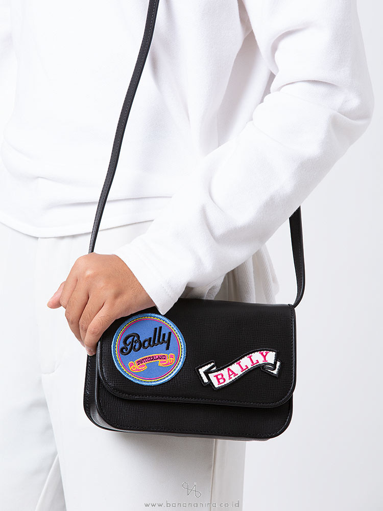 BALLY Leather Patches Small Crossbody Onyx