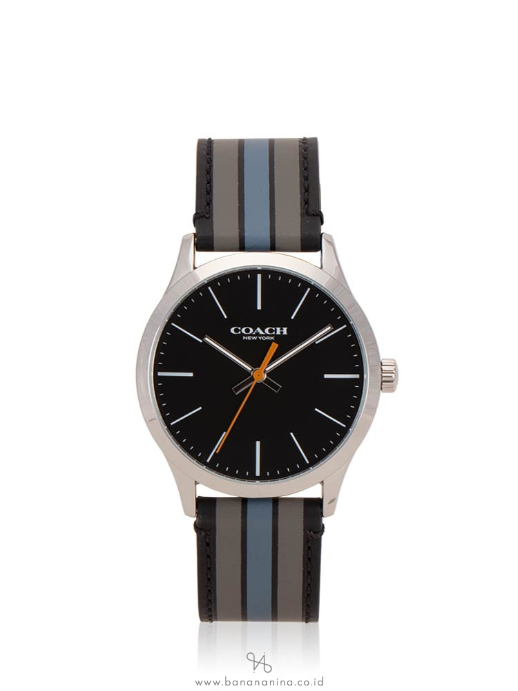 COACH Men 14602368 Baxter Leather Strap Varsity Stripe