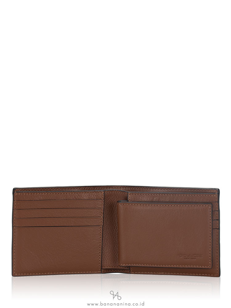 COACH Men 24649 3 In 1 Varsity Leather Wallet Saddle Midnight Navy Chalk