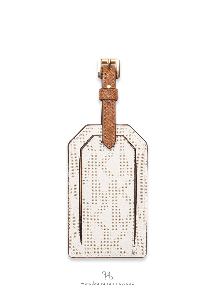 MICHAEL KORS Jet Set Travel Monogram Luggage Tag Vanilla Acorn