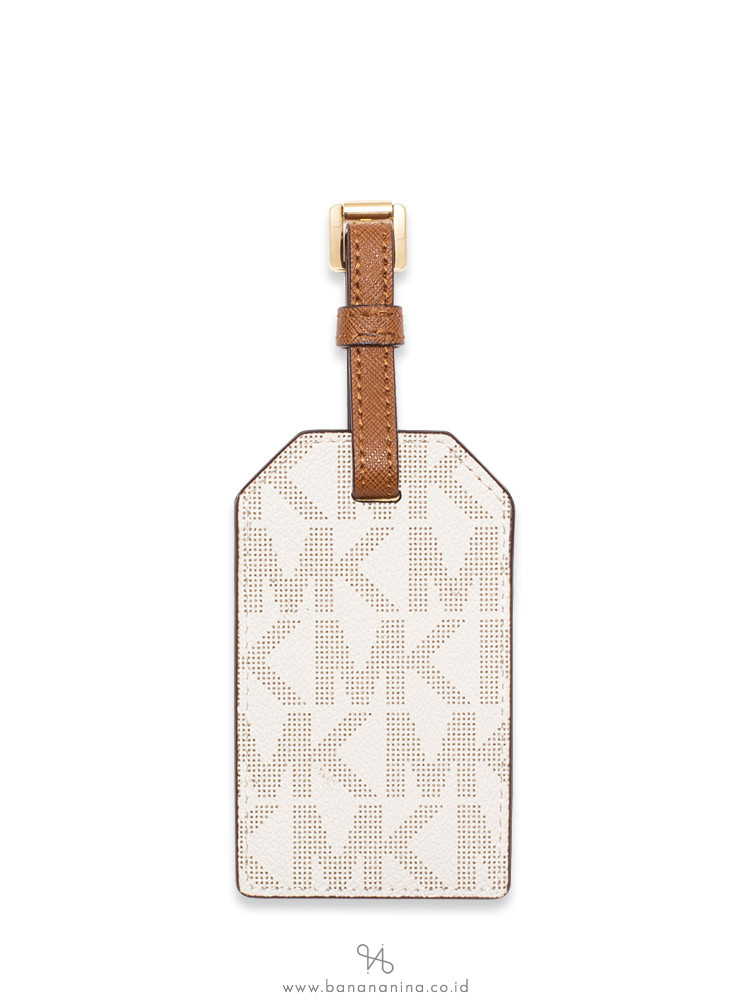 MICHAEL KORS Jet Set Travel Monogram Luggage Tag Vanilla Acorn
