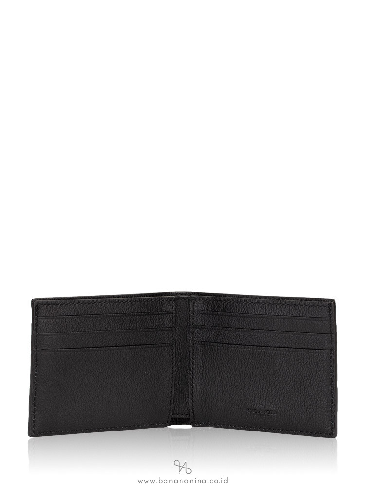 COACH Men 26171 Slim Varsity Leather Billfold Wallet Black Denim Midnight Navy