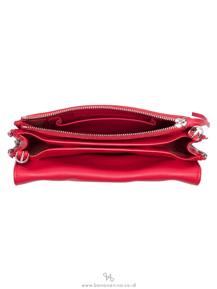 BALENCIAGA Papier Triple Zip XS Crossbody Rouge Tango