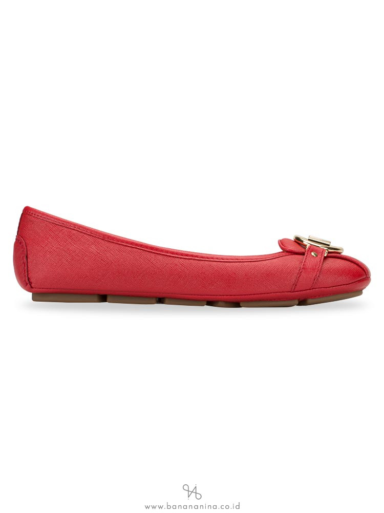 MICHAEL KORS Fulton Saffiano Flats Bright Red Sz 8