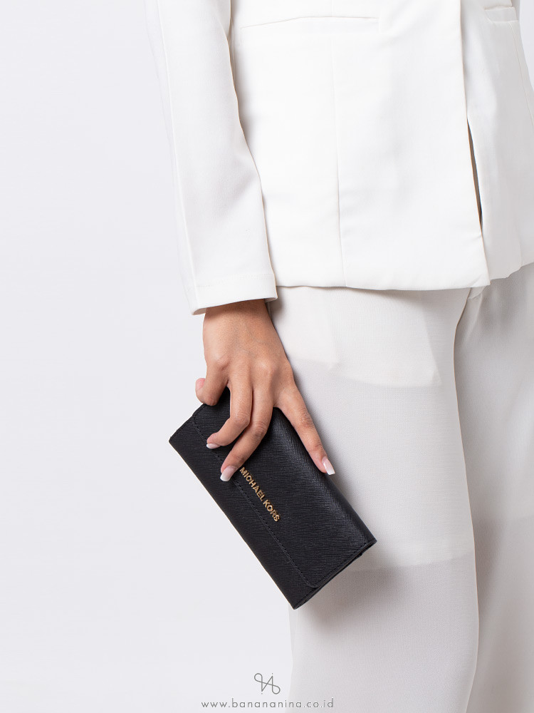MICHAEL KORS Jet Set Travel Large Trifold Wallet Black