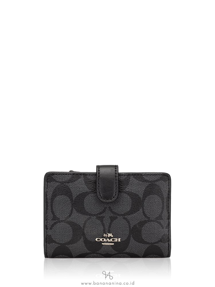COACH 23553 Signature Medium Wallet Black Smoke