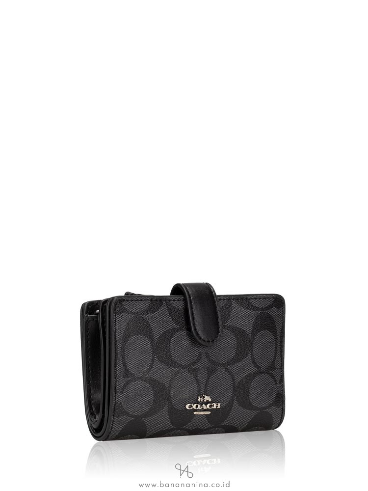 COACH 23553 Signature Medium Wallet Black Smoke
