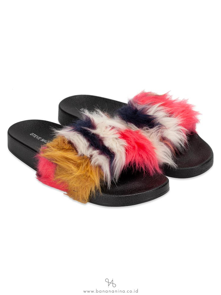 STEVE MADDEN Softey Slide Sandal Black Multicolor Sz 8