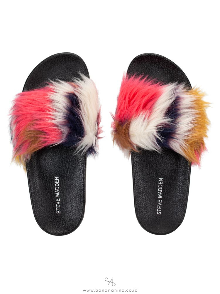 STEVE MADDEN Softey Slide Sandal Black Multicolor Sz 8