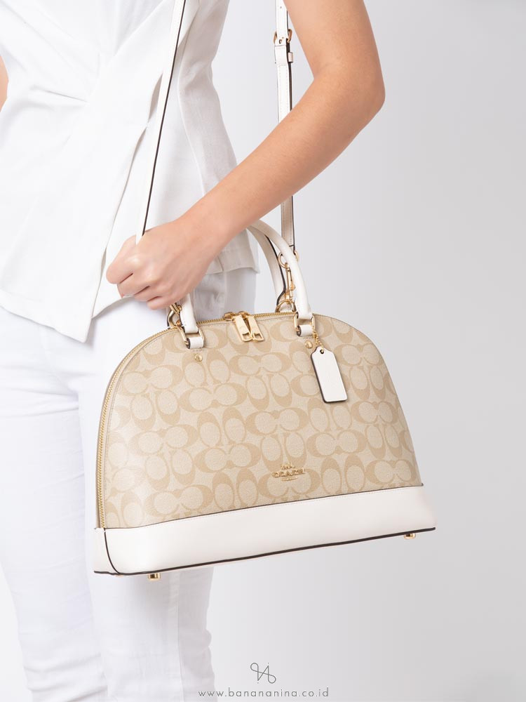 COACH 27584 Signature Sierra Dome Satchel Light Khaki Chalk