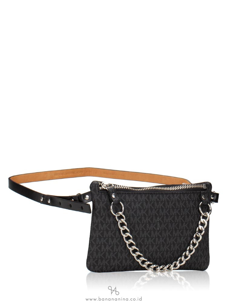 michael kors black leather fanny pack