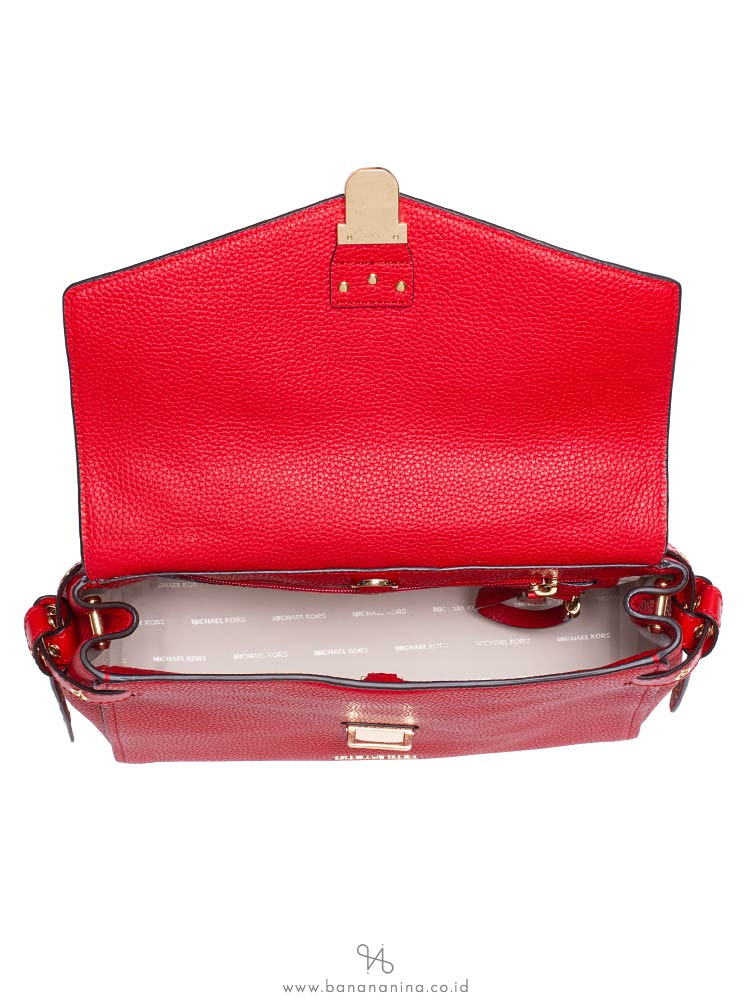MICHAEL KORS Bristol Studded Leather Medium Top Handle Bright Red