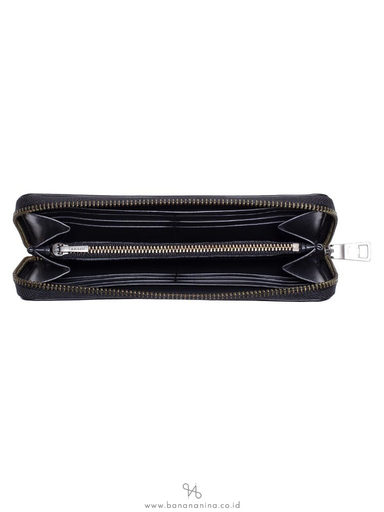 COACH Men 86765 Varsity Patches Leather Zip Wallet Black