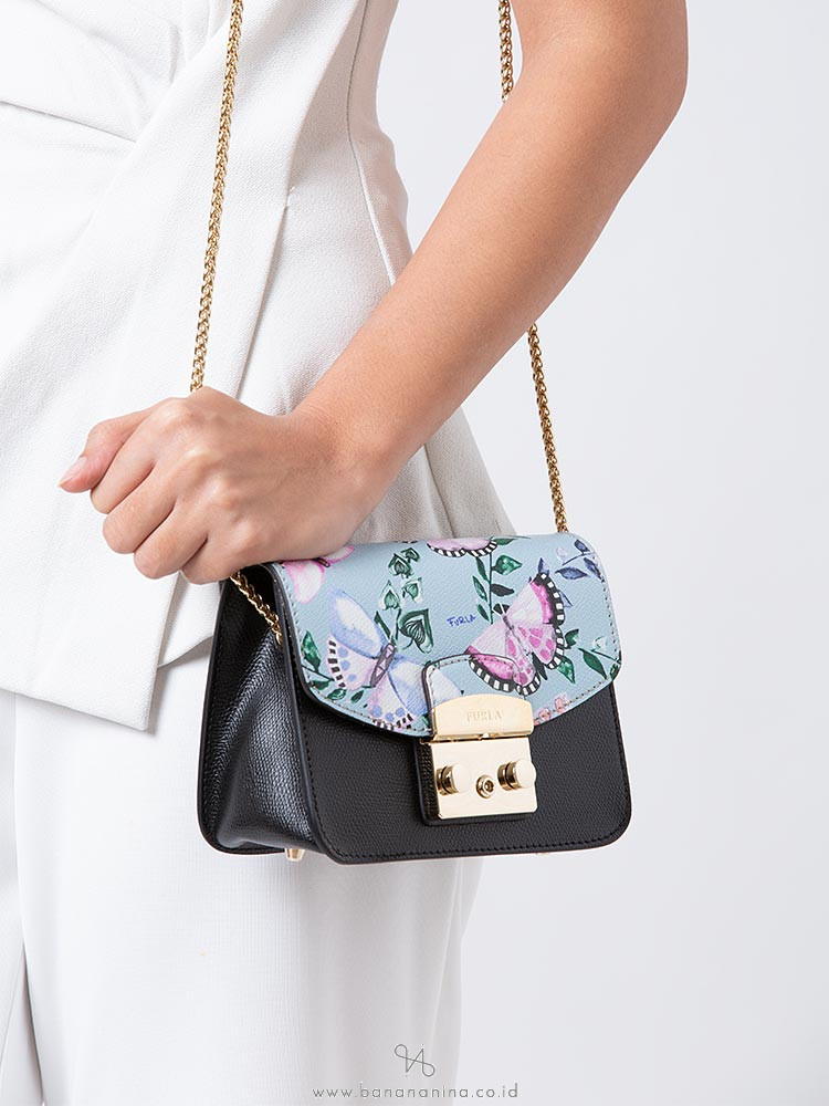 FURLA Metropolis My Play Interchangable Flap Mini Crossbody Black