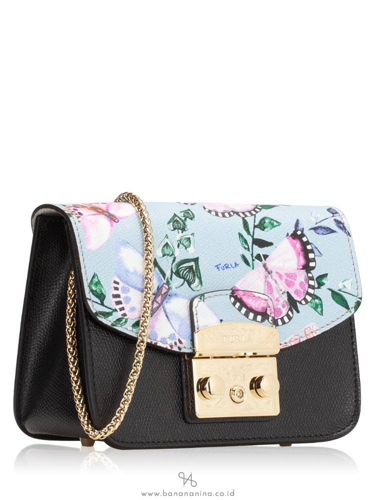 FURLA Metropolis My Play Interchangable Flap Mini Crossbody Black